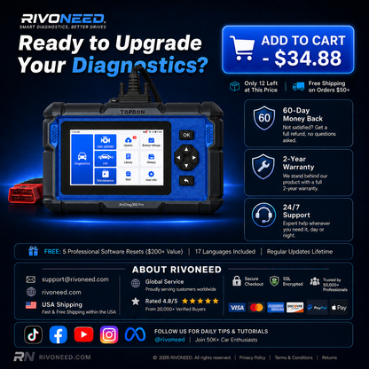 Multifunctional OBD2 diagnostic scanner for vehicle engines