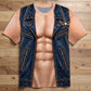 Męski śmieszny T-shirt z nadrukiem imitującym mięśnie