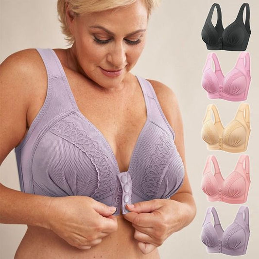 🎀【1+1 Bezpłatnie】 Zapinany z przodu, oddychający, przyjazny dla skóry biustonosz z bawełny