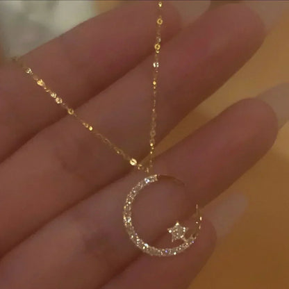 💕Jasna noc: Naszyjnik z księżycem i gwiazdą 🌙 Oferta ograniczona czasowo