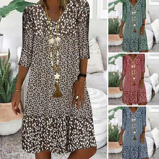🌸【S-3XL】Modne kwiatowe sukienki damskie z dekoltem w szpic