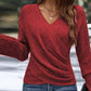 【S-2XL】🥀Elegancka damska bluzka z dzianiny z dekoltem w serek