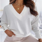 Sweter dzianinowy w jednolitym kolorze zapinany na guziki V-neck
