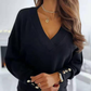 Sweter dzianinowy w jednolitym kolorze zapinany na guziki V-neck