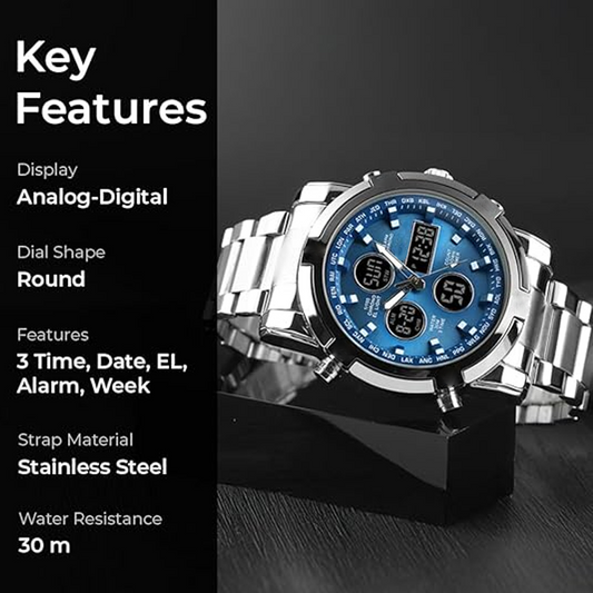 Wodoszczelny zegarek militarny dla mężczyzn – analogowo-cyfrowy, ze stali nierdzewnej i odporny na wstrząsy 🛡️⌚💧✨