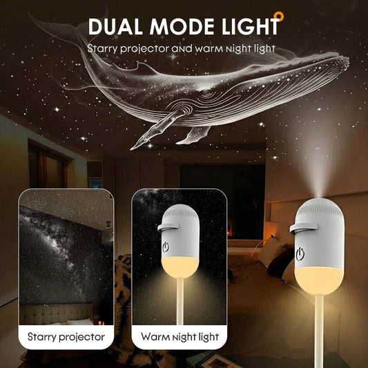 🔥 50% RABATU 🌌 Projektor gwiaździstego nieba i lampka nocna 2 w 1 ✨ Zamień pokój w magiczne gwiaździste niebo i stwórz spokojną atmosferę wieczoru 🛌