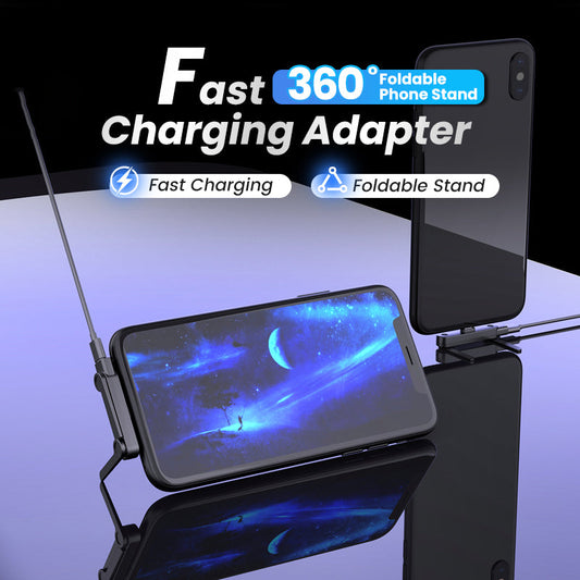 Adapter szybkiego ładowania z 360° składaną podstawką na telefon ⚡📱🔄✨