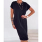 🔥Damska sukienka z krótkim rękawem w stylu casual🌟 Naturalny styl i komfort przez cały dzień 👗