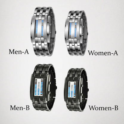 ⌚ 50% ZNIŻKI TERAZ! 🤓 Zegarek Cyberpunk Binary LED – „Tylko geecy to rozumieją” – futurystyczny, unikalny i przyciągający wzrok z niebieskim wyświetlaczem LED 💙