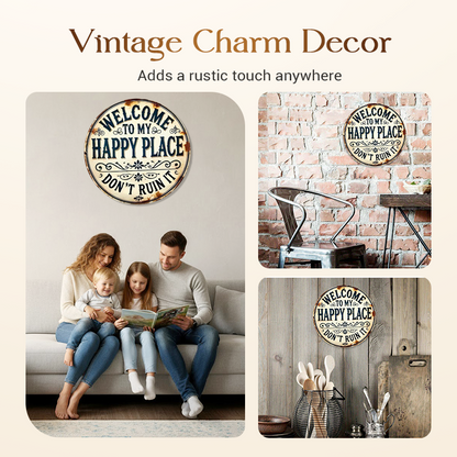 Metalowy napis w stylu vintage „Happy Place”