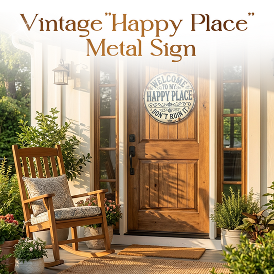Metalowy napis w stylu vintage „Happy Place”