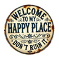Metalowy napis w stylu vintage „Happy Place”