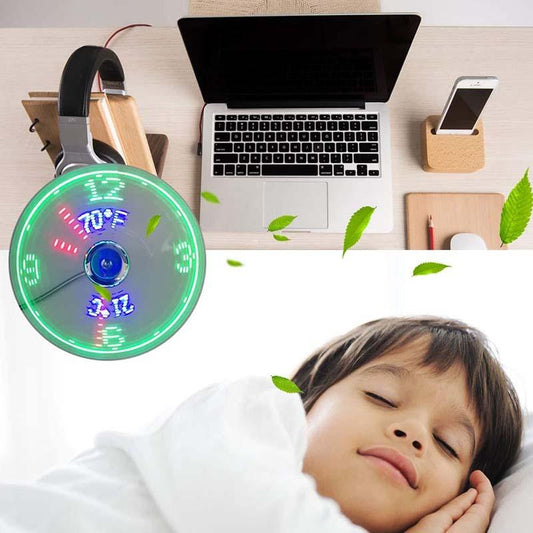 ⏱️Zegar LED z wentylatorem USB -⚡Chłodno i wygodnie