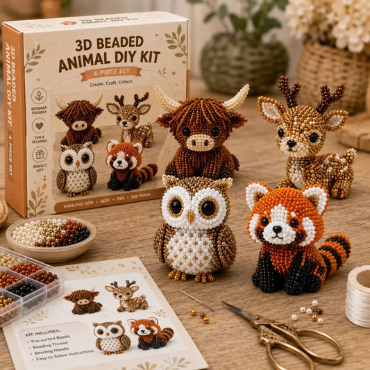 🏆Wyprzedaż czasowa – 49% zniżki🧵✨Zestaw do rękodzieła „Małe zwierzątka” z koralikami 3D