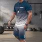 🏖️ Letnia, fajna oferta! 😎 Męski zestaw: koszulka w gradientowym kolorze + spodenki 👕🩳✨