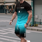 🏖️ Letnia, fajna oferta! 😎 Męski zestaw: koszulka w gradientowym kolorze + spodenki 👕🩳✨