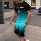 🏖️ Letnia, fajna oferta! 😎 Męski zestaw: koszulka w gradientowym kolorze + spodenki 👕🩳✨