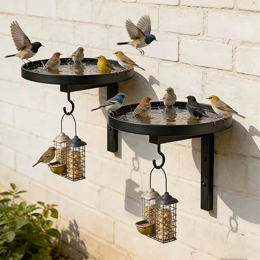 Naścienna metalowa wanna do kąpieli dla ptaków – wykończenie w kolorze antycznego brązu 🐦🛁🧱🏡