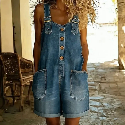 Damski casualowy kombinezon jeansowy