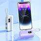 Mini power bank o pojemności 5000 mAh z wbudowanym kablem i podstawką