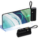 Mini power bank o pojemności 5000 mAh z wbudowanym kablem i podstawką