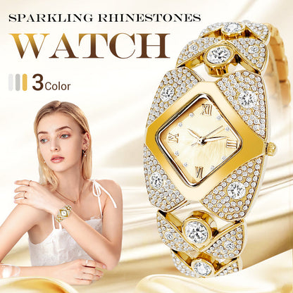 ✨Najlepszy prezent dla kobiet 💥 Zegarek kwarcowy retro z błyszczącymi kryształkami ⌚