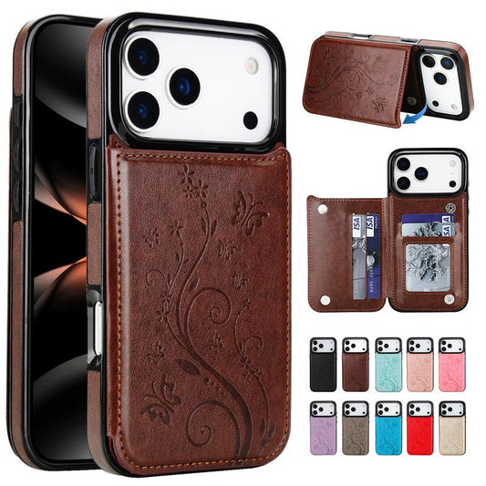 Eleganckie kwiatowe etui na telefon z uchwytem na karty