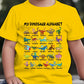Dziecięcy T-shirt z nadrukiem dinozaurów i liter