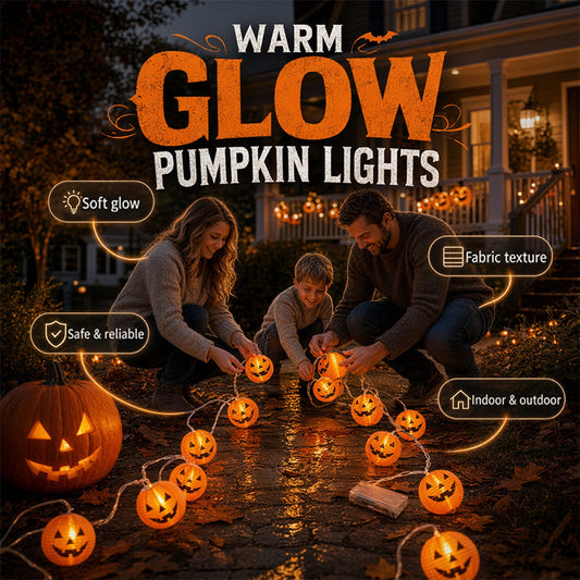 Lampki choinkowe z dyniami na Halloween