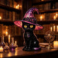Gotycka lampa stołowa z kotem czarownicy na Halloween