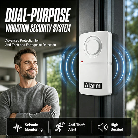 ❄️Summerfresh – 50% zniżki!🚨Alarm wibracyjny do drzwi i okien o głośności 110 dB – zasilany bateryjnie czujnik uderzeń zapewniający bezpieczeństwo w domu, szopie i przyczepie kempingowej