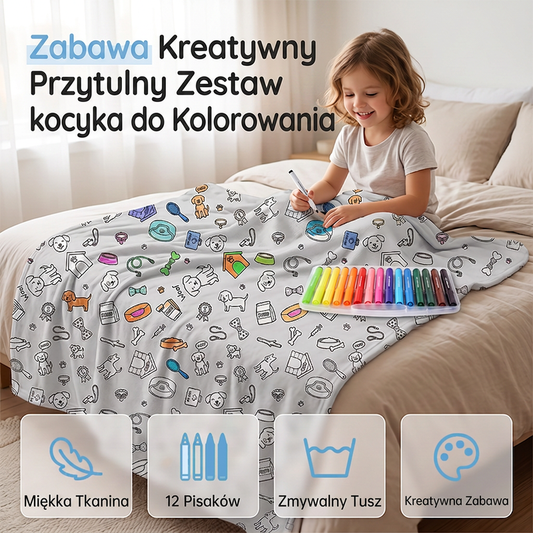 Zestaw kreatywnego przytulnego koca do kolorowania