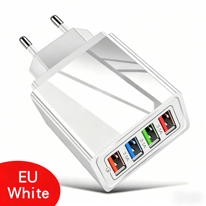 Ładuj nawet cztery urządzenia jednocześnie z jednego gniazdka – koniec z bałaganem i wieloma ładowarkami – Ładowarka USB 4-portowa – Na pobranie! 🔌