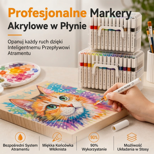 Zmywalne markery akrylowe płynne z miękkimi końcówkami pędzelkowymi