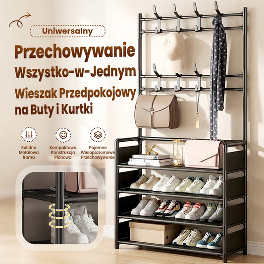 Wielofunkcyjny wieszak na buty i płaszcze do przedpokoju