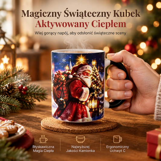 Świąteczny kubek Świętego Mikołaja zmieniający kolor pod wpływem temperatury