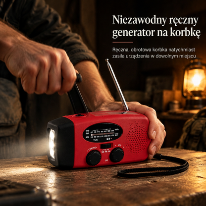 📻 Radiowy radiotelefon z zasilaniem korbowym i panela słonecznego – powiadomienia pogodowe AM/FM i NOAA